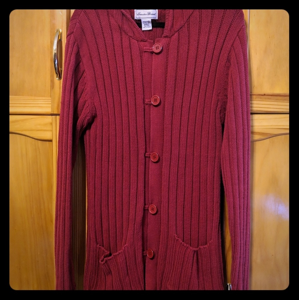 Sweater Brand button down hooded cardigan.